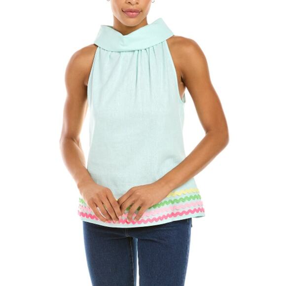NWT Sail to Sable Sky Blue Linen Blend Cowl Neck Sleeveless Top Womens Small - Picture 1 of 7